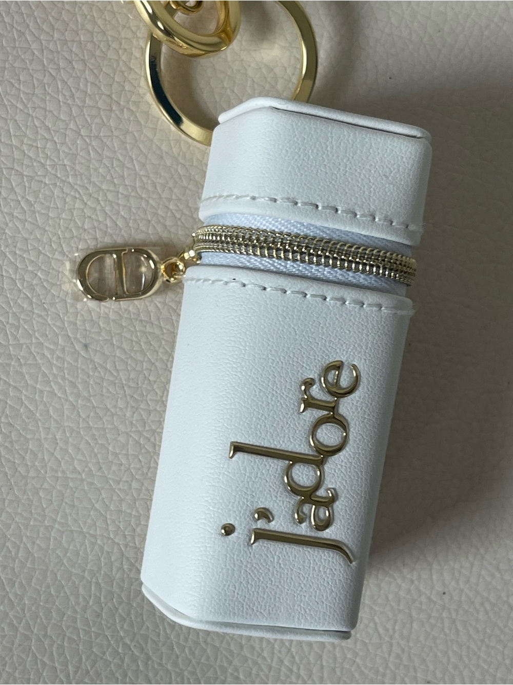 Dior White J'adore Leather Key & Card Holder with Gold Hardware - Picture 2 of 6